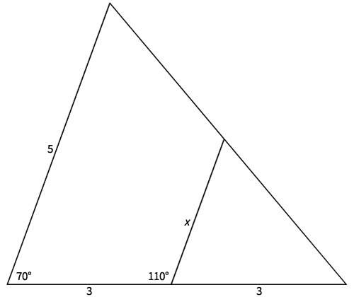 The triangles are similar by the aa similarity postulate. find the value of x. 3.6
