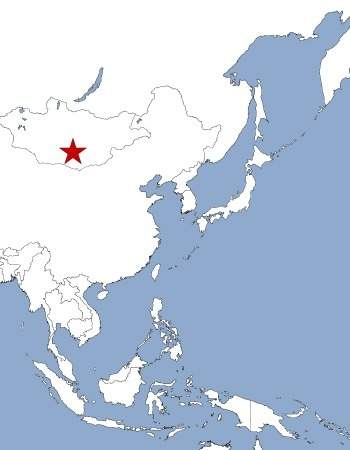 On the map of eastern asia, what is the capital of the starred country?  ulaan bat