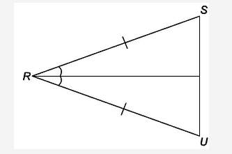 In isosceles δrsu, what is ∠sru called?  a. base angle b. hypotenuse a