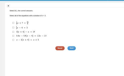 Select all the correct answers.  select all of the equations with a solution of x = 3.