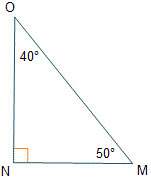 Given right triangle mno, which represents the value of cos(m)?  a. on/mn b. mn/mo