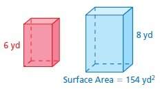 The solids are similar. find the surface area s of the red solid. round your answer to the nearest t