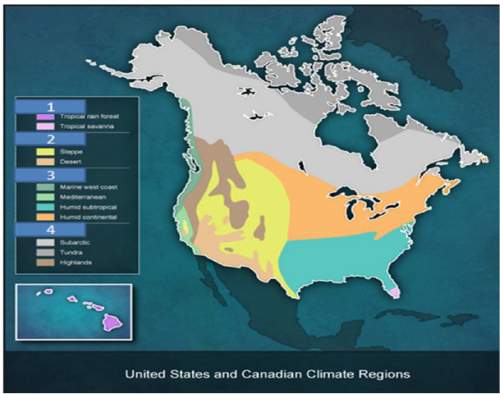 Use your knowledge of the climate zones of the united states and canada to interpret the map above.&lt;