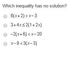 Which inequailities has no solution? i need this to be answer asap!
