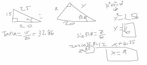 Determine the Value of x,y and z.