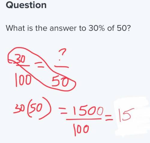 What is the answer to 30% of 50?