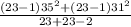 \frac{(23-1)35^{2} + (23-1)31^{2}  }{23 + 23 - 2}