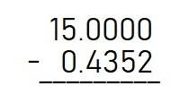 How do you subtract whole numbers with decimals (15-0.4352)