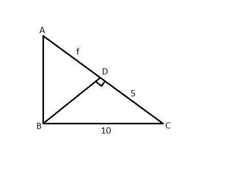 Given right triangle ABCABC with altitude \overline{BD} BD drawn to hypotenuse ACAC. If BC=10BC=10 a