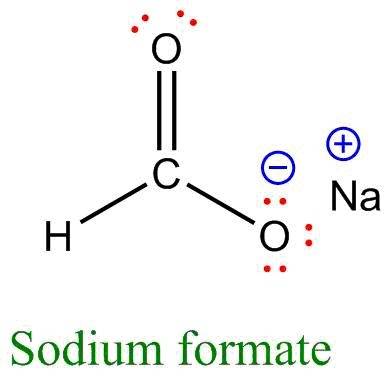 Draw a sodium formate molecule. the structure has been supplied here for you to copy. to add formal 