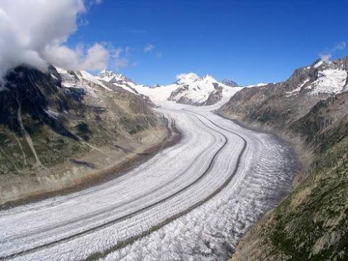 Draw a series of pictures that show the complete process of a glacier’s formation to its melting poi