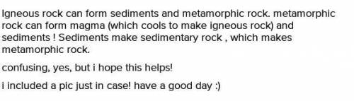 Explain the key steps of the rock cycle including the words igneous, sediment, sedimentary, metamorp