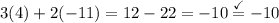 3(4)+2(-11)=12-22=-10\stackrel{\checkmark}{=}-10