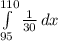 \int\limits^{110}_{95} {\frac{1}{30} } \, dx
