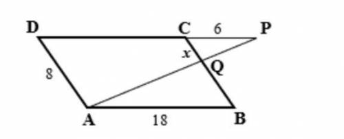 ABCD- parallelogram, If the perimeter of Triangle CPQ is 15cm, Find the perimeter of triangle BAQ. F