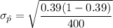 \sigma_{\hat p} = \sqrt{\dfrac{0.39 (1-0.39)}{400} }