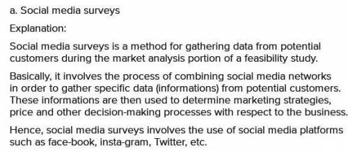 Which of the following is a method for gathering data from potential customers during the market ana