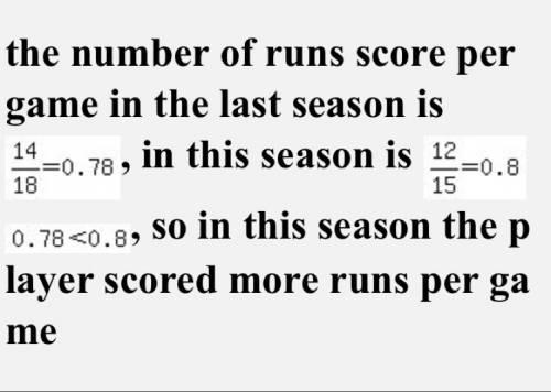 Last season, a baseball player scored 14 runs in 18 games. this season, the baseball player scored 1