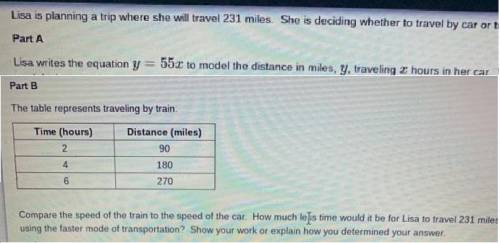 Compare the speed of the train to the speed of the card. How much less time would it be for Lisa to