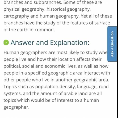 What would a human geography would most likely study
