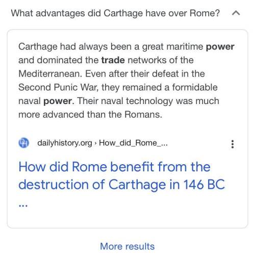 List 4 advantages and disadvantages that one had over the other during the Punic Wars between Rome a