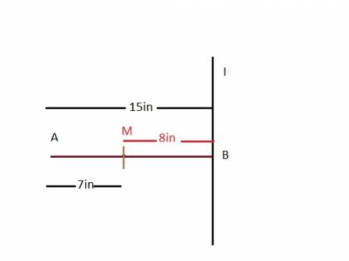 Given:  ab ⊥ l, b ∈ l, m ∈ ab , am = 7 in, ab = 15 in. find the distance between point m and line l.