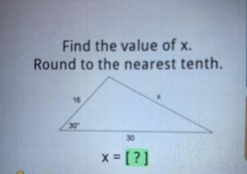 Find the value of X round to the nearest 10th law of cosines.