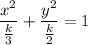 \dfrac{x^2}{\frac{k}{3}}+\dfrac{y^2}{\frac{k}{2}}=1
