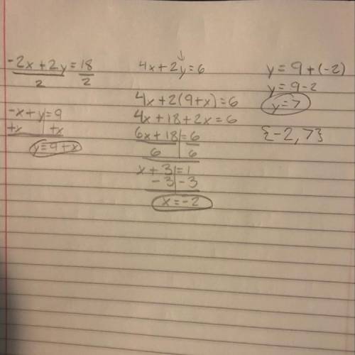 PLEASE HELP!
4x + 2y = 6
-2x + 2y = 18
There combined answer please!
SHOW YA WORK