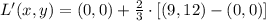 L'(x,y) = (0,0) + \frac{2}{3}\cdot [(9,12)-(0,0)]