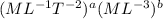 (ML^{-1}T^{-2})^a(ML^{-3})^b