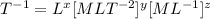 T^{-1}  = L^{x}[MLT^{-2} ]^{y}[ML^{-1} ]^{z}\\
