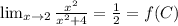 \lim_{x \to 2} \frac{x^{2} }{x^{2} +4} = \frac{1}{2}  = f(C)