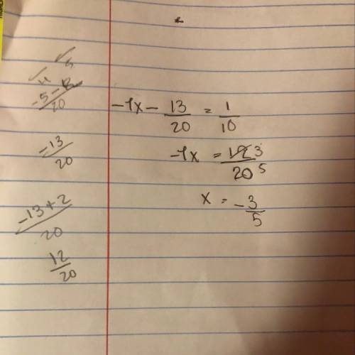 Solve the equation:  2x−1/4−3x−2/5=1/10
