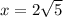 x = 2\sqrt{5}