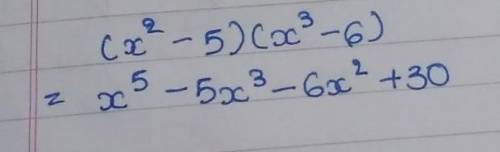 What is the product of the polynomials x2-5 and x3 - 6?