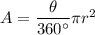 A=\dfrac{\theta}{360^\circ}\pi r^2