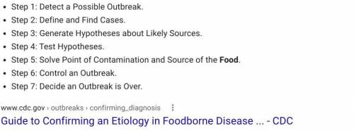 The CDC offers guidelines for confirming a diagnosis of food-borne illness.

True
False