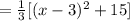 =\frac{1}{3}[(x-3)^2+15]