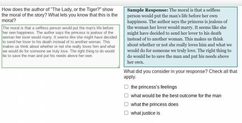 How does the author of The Lady, or the Tiger? show

the moral of the story? What lets you know th