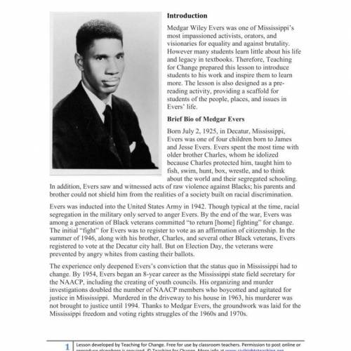 What should we learn from Medgar Evers