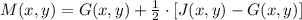 M(x,y) = G(x,y) +\frac{1}{2}\cdot [J(x,y)-G(x,y)]