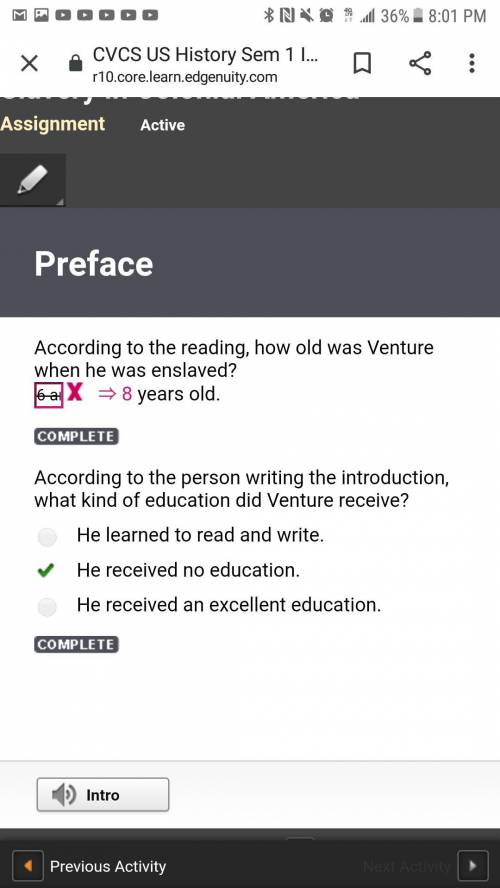 According to the reading, how old was venture when he was enslaved?