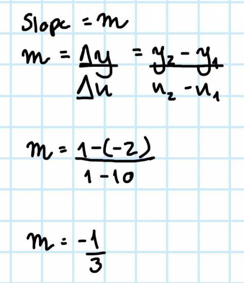25. Determine the slope for (10,-2) and (1, 1).