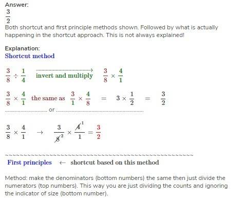 To divide 3/8 ÷ 1/4 using a model, which of the following are true?  select all that are correct.  d