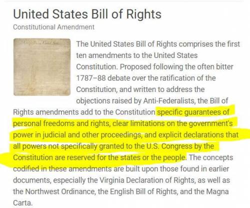 The Bill of Rights is meant to protect the rights of the A. President of the United States B. Congre