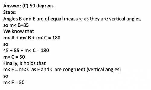 What is the measurement of angle f?