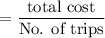 $=\frac{\text{total cost}}{\text{No. of trips}}$