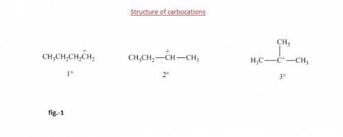 Draw the structure of a 1°, 2°, and 3° carbocation, each having molecular formula c4h9+ (only use bo