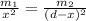 \frac{m_1}{x^2} = \frac{m_2}{(d-x)^2}